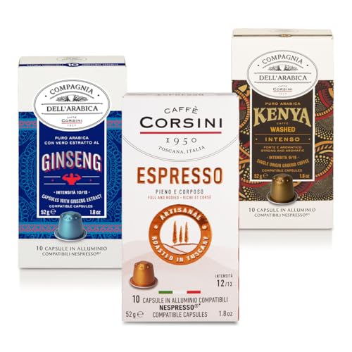 Caffè Corsini - Set Kaffeekapseln Kompatibel mit Nespresso Energie und Wohlbefinden, 3 Packungen à 10 Kapseln (Gesamt 30 Kapseln) von CAFFÈ CORSINI 1950