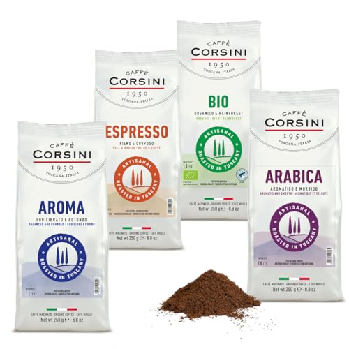 Caffè Corsini - Set gemahlener Kaffee Degustation Neue Linie, Aromatisch, Espresso, 2x250g 2x500g Gesamtes Set 1,5kg von CAFFÈ CORSINI 1950