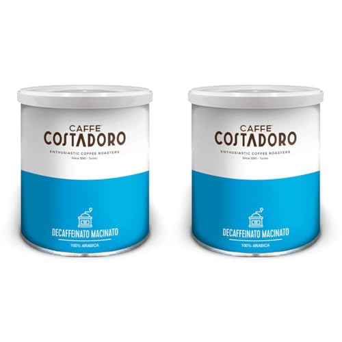 Caffè Costadoro Entkoffeinierter Gemahlener Kaffee Dose, 250 g (Packung mit 2) von CAFFE' COSTADORO