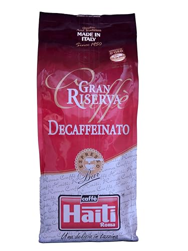 Caffè Haiti Roma Gran Riserva Entkoffeinierter Espressokaffee der Spitzenklasse, Made in Italy, in Bohnen in der 500 g-Packung von Caffè Haiti Roma