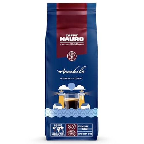 Caffè Mauro – Kaffeebohnen – 1 kg – Amabile Mischung – mittlere Röstung – Intensität 7/10 – hergestellt in Italien – 1kg Packung von CAFFE MAURO TORREFAZIONE