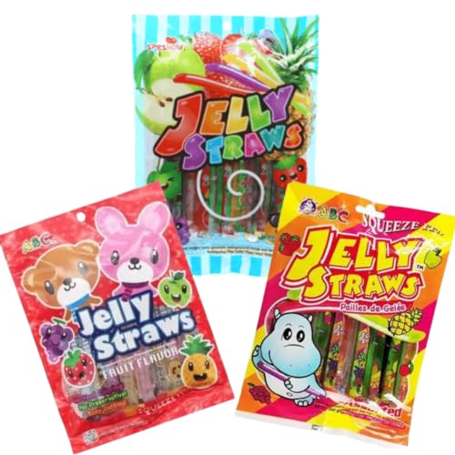 · CANDYBOX · Fruchtgummistäbchen Speshow Jelly Straws, ABC Hippo, Bear and Bunny - Geleefruchtstreifen – Tik Tok Challenge Long Jellys - Kaubonbon-Stangen - Soft-Kaustangen Frucht - 900 ml 1 Stück von · CANDYBOX ·