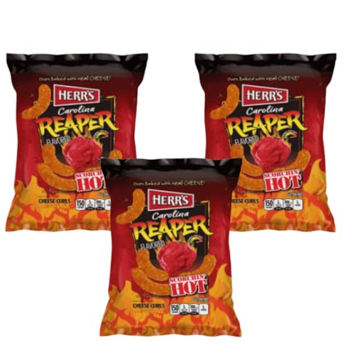 · CANDYBOX · Herr's Reaper Cheese - Extrem Scharfe Chips - Maischips mit einer Scharfen Chilisorte - Partyessen - Zwischenmahlzeit - 84 Gramm 3 Stück von · CANDYBOX ·