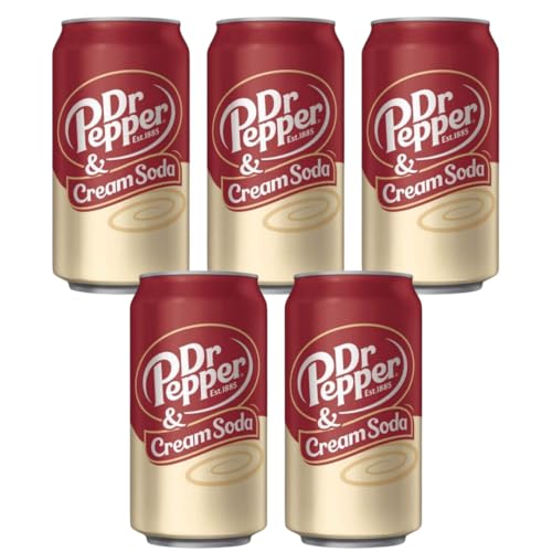 · CANDYBOX · Kohlensäurehaltiges Getränk Dr Pepper - Amerikanische Süßigkeiten - Erfrischungsgetränk - Getränke Dosen - Party Getränke - Geschmack Cream Soda - 1775ml 5 Stück von Dttra