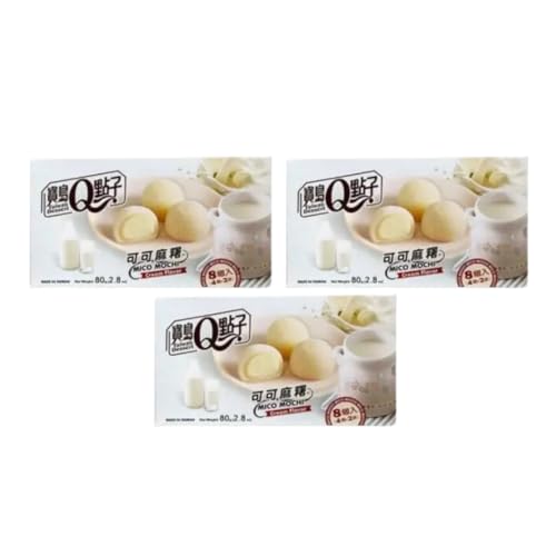 · CANDYBOX · Mochi-Kuchen Cacao Mochi Cream - nach Japanischer Art - Asiatische Süßigkeiten - Süße Reisbällchen - Asiatische Gefüllte Kekse - 8 Stück pro Pack - 240 Gramm 3 Stück von · CANDYBOX ·