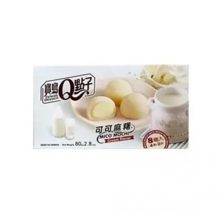 · CANDYBOX · Mochi-Kuchen Cacao Mochi Cream - nach Japanischer Art - Asiatische Süßigkeiten - Süße Reisbällchen - Asiatische Gefüllte Kekse - 8 Stück pro Pack - 80 Gramm 1 Stück von · CANDYBOX ·