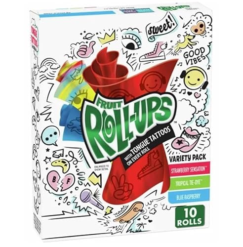 CANDYBOX Betty Crocker Fruit Roll Up - Frucht-Snacks - Fruchtrollen für Kinder und Erwachsene - Fruchtgummi- Fruchtgelees - Geschmack Erdbeere, Tropical und Himbeere - 1 Stück, 141g von · CANDYBOX ·