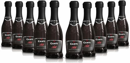 Canti - Weißer D.O.C.G. Millesimato, Spumante Sektwein, Moscato d'Asti 7%, kleine Weinflaschen, italienische Traubensorte aus Piemont, fruchtiger und aromatischer Geschmack, 12x200 ml von CANTI