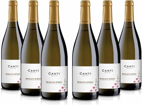 Canti - Weißer D.O.C.G. Spritzwein, Moscato d'Asti 5,5%, italienische Traubensorte aus Piemont, fruchtiger und süßer Geschmack, 6x750 ml von CANTI