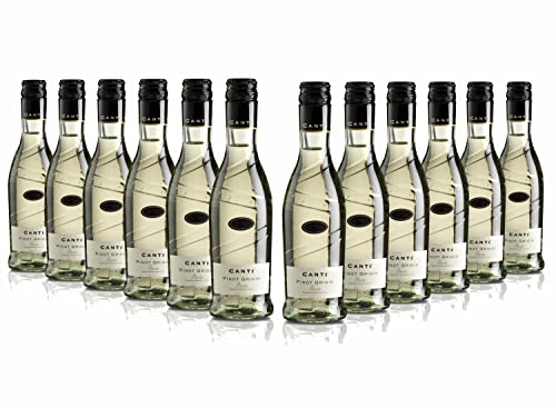 Canti - Pinot Grigio I.G.T. Pavia, italienischer trockener Weißwein 12%, kleine Weinflaschen, weicher ausgewogener Geschmack, 12x200 ml von CANTI