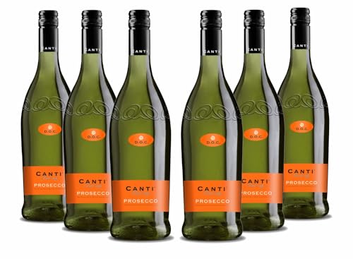 Canti - Prosecco D.O.C. Stelvin Spritziger Extra trockener Wein 10,5%, italienische Glera-Rebsorte aus Veneto, fruchtiger und blumiger Geschmack, 6x750 ml von CANTI