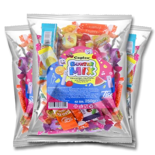 Capico Bunter Mix Kaustangen, Kaustreifen und Kaubonbons (3x250g) von CAPICO