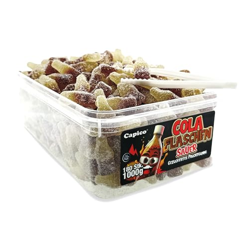 Capico Cola Flaschen Classic gezuckertes Fruchtgummi (1000g), Halal von CAPICO