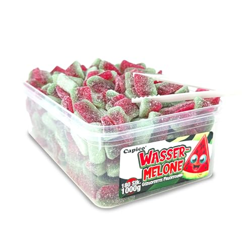 CAPICO Fruchtgummi Wassermelone Party Mix, Wiederverschliessbare Dose, 150 Stück von CAPICO