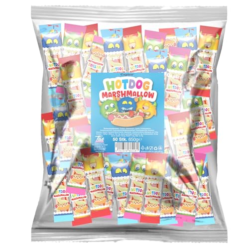 Capico Hotdog Marshmallow 50 Stück (650g) Wurfmaterial, Kindergeburtstage von CAPICO