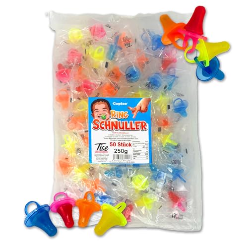 Capico Ring Schnuller Lutscher (50 Stück/250g) Hartkaramelle Wurfmaterial für Karneval, Kindergeburtstag von CAPICO