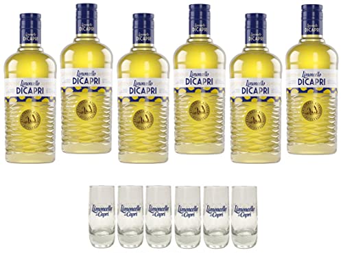 LIMONCELLO 1 LITER 6 Flaschen WITH 6 Glasverschiffungen von CAPRI