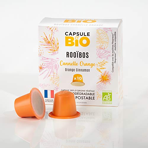 Capsule & Bio Rooibos-Tee mit Orange und Zimt – 10 aluminiumfreie & kompostierbare Teekapseln, Nespresso® kompatibel von CAPSUL & BIO