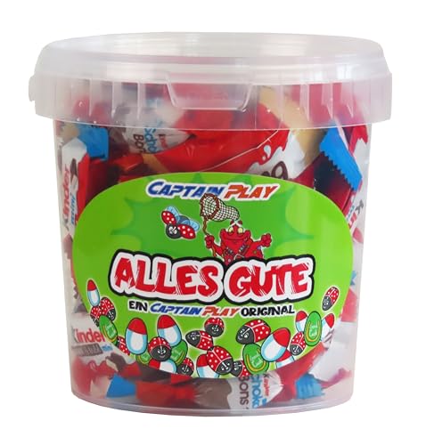 CAPTAIN PLAY Alles Gute Süßigkeiten-Mischung, Schokolade Geschenk mit Kinder Bueno Mini und Kinder Schokolade - 315g Box - charmante Alles Gute Geschenkidee von CAPTAIN PLAY