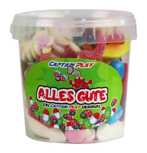 CAPTAIN PLAY Alles Gute Süßigkeiten-Mix, Süßigkeiten Geschenk mit 500g Kaubonbons und Fruchtgummi, charmante Alles Gute Geschenkidee von CAPTAIN PLAY