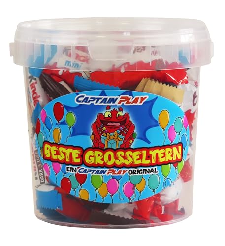 CAPTAIN PLAY Beste Großeltern Süßigkeiten Mix, Großeltern Geschenk mit 315g Ferrero Kinder Spezialitäten, charmantes Oma und Opa Geschenke von CAPTAIN PLAY