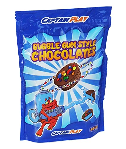 CAPTAIN PLAY Bubble Gum Style Chocolates, 160g | Pralinen mit saftiger Bubble Gum Creme Füllung | feines Topping aus Kaubonbon Stückchen von CAPTAIN PLAY