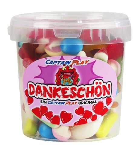 CAPTAIN PLAY Dankeschön Geschenk Süßigkeiten-Mix, Weihnachtsgeschenke mit 500g Fruchtgummi und Kaubonbons, charmante Geschenkidee für jeden Anlass von CAPTAIN PLAY