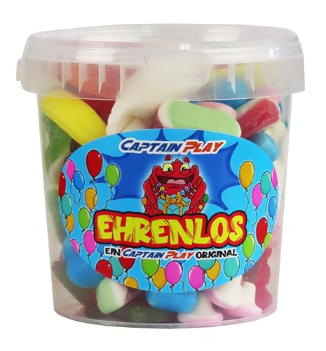 CAPTAIN PLAY Ehrenlos Süßigkeiten-Mix, ehrenloses Süßigkeiten Geschenk mit 500g Fruchtgummi und Kaubonbons, ehrenlose Geschenkidee für jeden Anlass von CAPTAIN PLAY