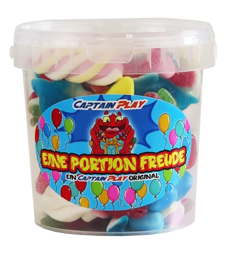 CAPTAIN PLAY Eine Portion Freude Süßigkeiten-Mix, Süßigkeiten Geschenk mit 500g Fruchtgummi und Kaubonbons, charmante Geschenkidee für jeden Anlass von CAPTAIN PLAY