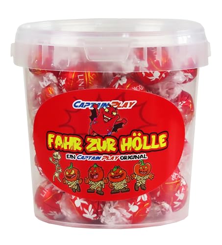 CAPTAIN PLAY Fahr zur Hölle Pralinen Geschenk, Schokolade Geschenk für echte Kollegen, Freunde und Verwandte mit 500g LINDT LINDOR, charmante Geschenkidee für unnötige Anlässe von CAPTAIN PLAY