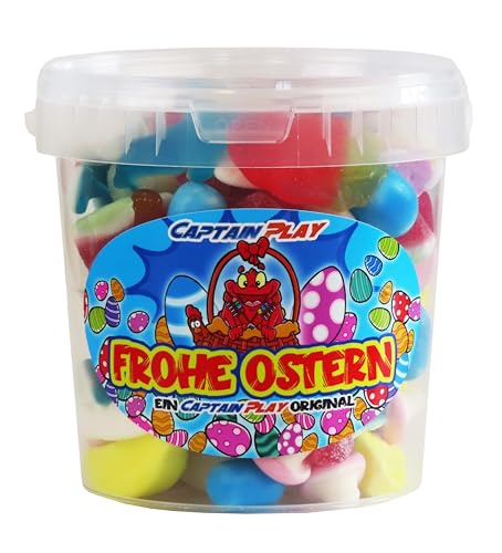 CAPTAIN PLAY Frohe Ostern Süßigkeiten-Mix, Süßigkeiten Geschenk mit 500g Fruchtgummi und Kaubonbons, charmante Geschenkidee zu Ostern von CAPTAIN PLAY