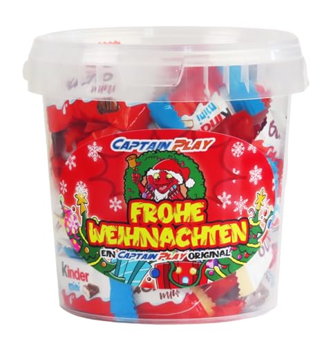 CAPTAIN PLAY Frohe Weihnachten Süßigkeiten Mix mit 315g Weihnachtsschokolade aus Ferrero Kinder Spezialitäten, besondere Geschenkidee für Männer, Frauen, Familie, Freunde, Nachbarn oder Kollegen von CAPTAIN PLAY