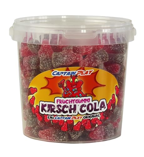 CAPTAIN PLAY Fruchtgummi Kirsch Cola - ca. 170 Stück - 1kg Fruchtgummi Großpackung mit Cola Flaschen sauer von CAPTAIN PLAY