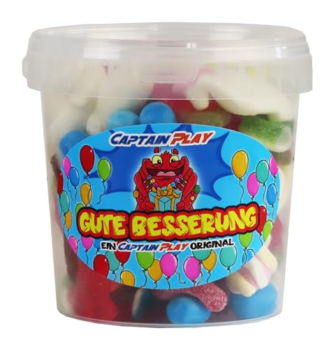 CAPTAIN PLAY Gute Besserung Süßigkeiten-Mix, Gute Besserung Geschenke mit 500g Fruchtgummi und Kaubonbons, charmante Geschenkidee für jeden Anlass von CAPTAIN PLAY