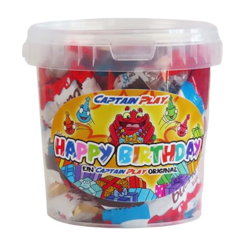 CAPTAIN PLAY Happy Birthday Schokolade Süßigkeiten Mix, Geburtstagsgeschenk mit 315g mit Ferrero Kinder Spezialitäten, ausgefallene Geschenkidee für jedes Alter in Süßigkeiten Box von CAPTAIN PLAY