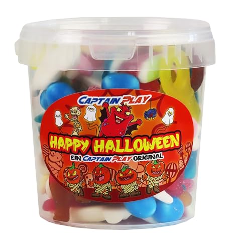 CAPTAIN PLAY Happy Halloween Süßigkeiten-Mix, Halloween Süßigkeiten Geschenk mit 500g Fruchtgummi und Kaubonbons, besondere Geschenkidee zu Halloween von CAPTAIN PLAY