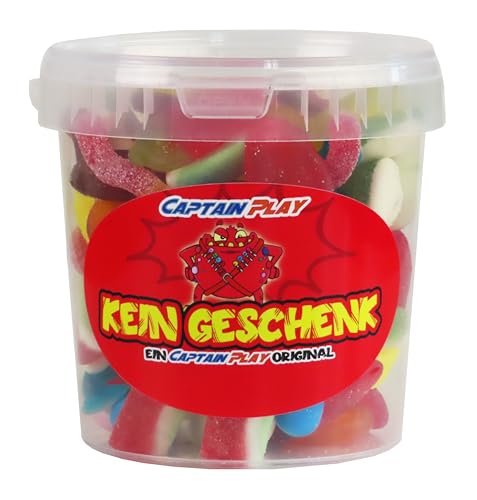 CAPTAIN PLAY KEIN Geschenk Süßigkeiten-Mix, unnötiges Süßigkeiten Geschenk für unliebsame Menschen mit 500g Fruchtgummi und Kaubonbons, exklusive Geschenkidee für jede unnötige Gelegenheit von CAPTAIN PLAY