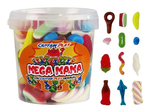 CAPTAIN PLAY Mega Mama Süßigkeiten-Mix, Süßigkeiten Geschenk für Mütter mit 500g Fruchtgummi und Kaubonbons, charmante Geschenkidee zum Muttertag von CAPTAIN PLAY