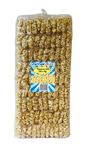 CAPTAIN PLAY Popcorn, 100 Mini Beutel, Wurfmaterial Karneval, Karneval Süßigkeiten Popcorn süß, 100 x 8g von CAPTAIN PLAY