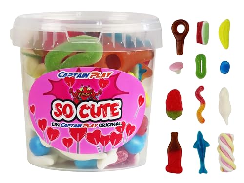 CAPTAIN PLAY So Cute Süßigkeiten-Mix, Süßigkeiten Geschenk für Crush mit 500g Fruchtgummi und Kaubonbons, charmante Geschenkidee um einem Crush die Augen zu öffnen von CAPTAIN PLAY