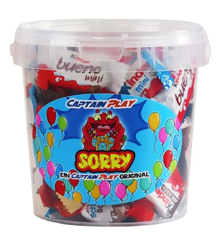 CAPTAIN PLAY Sorry Süßigkeiten Mix, Schokolade Geschenk mit 315g Kinder Schoko-Bons und Kinder Schokolade, charmante Lösung nach einem Fehltritt von CAPTAIN PLAY