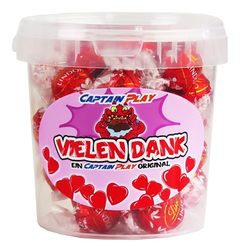 CAPTAIN PLAY Vielen Dank Geschenk, Pralinen Geschenk mit LINDT LINDOR - 500g Dankeschön Pralinen - liebevolle Geschenkidee von CAPTAIN PLAY