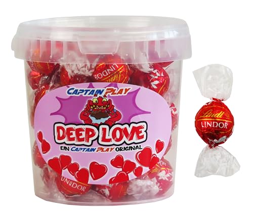 Deep Love Pralinen Geschenk Süßigkeiten, CAPTAIN PLAY Schokolade Geschenk mit 500g LINDOR, tolle Geschenkidee zum Valentinstag oder tolle Notlösung bei erfolglosem Dating von CAPTAIN PLAY