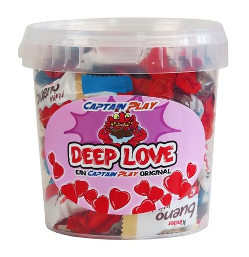 Deep Love Süßigkeiten-Mischung, CAPTAIN PLAY Schokolade Geschenk mit 315g Kinder Schokolade Mini und Kinder Bueno Mini, tolle Geschenkidee zum Valentinstag oder tolle Notlösung bei erfolglosem Dating von CAPTAIN PLAY