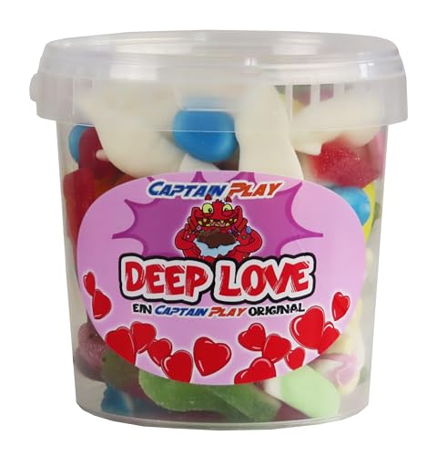 Deep Love Süßigkeiten-Mix, CAPTAIN PLAY Süßigkeiten Geschenk mit 500g Fruchtgummi, Marshmallows und Kaubonbons, tolle Geschenkidee zum Valentinstag oder innovative Notlösung bei erfolglosem Dating von CAPTAIN PLAY