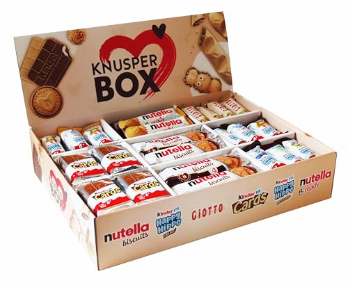 Ferrero Knusper Box mit 74 Teilen in 6 Sorten, mit Kinder Cards, Nutella Biscuits, Kinder Happy Hippo, Nutella B-Ready und Giotto, 1er Pack (1 x 1,8kg) von CAPTAIN PLAY