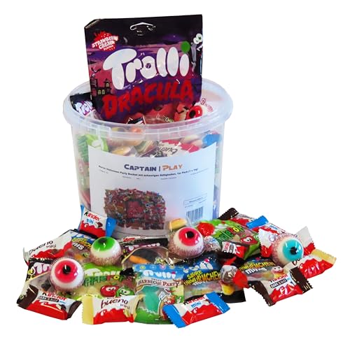 Horror Halloween Party Bucket mit schaurigen Süßigkeiten, 1er Pack (1 x 1kg), Halloween Süßigkeiten von CAPTAIN PLAY