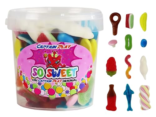 So Sweet Süßigkeiten Box, CAPTAIN PLAY Süßigkeiten Geschenk mit 500g Fruchtgummi und Kaubonbons, liebevolle Geschenkidee für Freunde, Kollegen und Verwandte von CAPTAIN PLAY