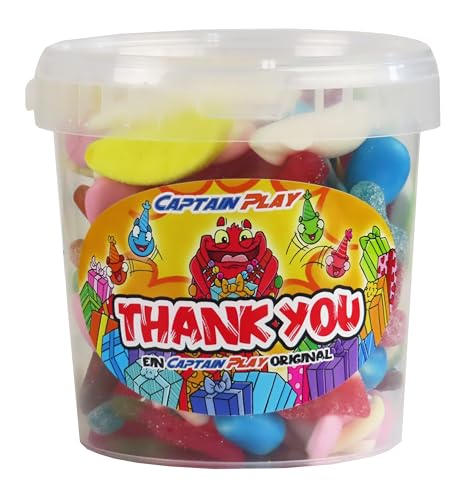 Thank You Süßigkeiten-Mix, CAPTAIN PLAY Süßigkeiten Geschenk mit 500g Fruchtgummi und Kaubonbons, charmante Lösung für Menschen mit schlechtem Gewissen von CAPTAIN PLAY