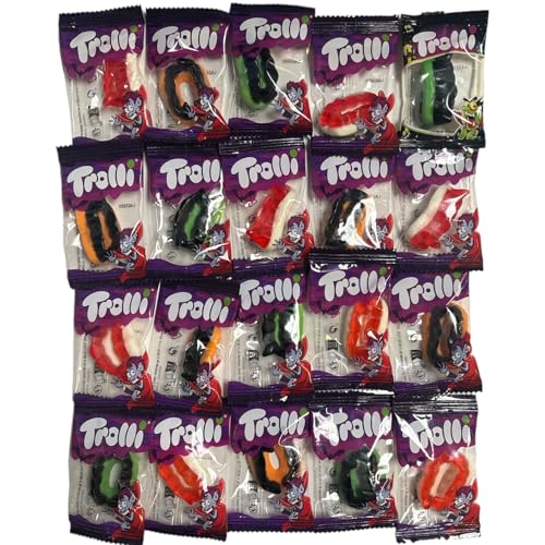 Trolli Halloween Süßigkeiten, Sparpack mit 20 Stück Trolli Dracula einzeln verpackt, 140g Trolli Süßigkeiten Box von CAPTAIN PLAY